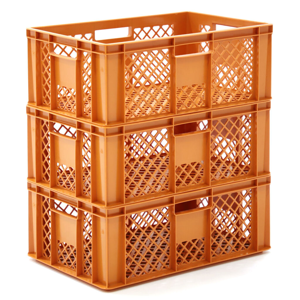 Stacking box plastic stackable walls floor perforated Colour: beige 