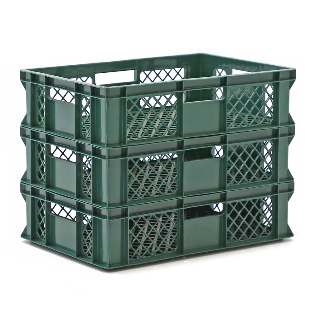 Stacking box plastic breadbasket walls floor perforated Colour: green 