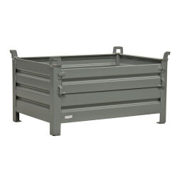 Steel bins fixed construction stacking box 1 flap at 1 long side