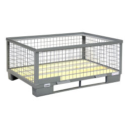 Mesh container fixed construction stackable with runners