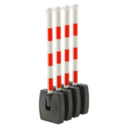 Barrières et poteaux kit combiné 4 développement montants + 10 m chaîne (rouge/blanc)