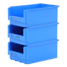 Used storage bin plastic with grip opening stackable