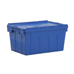 Used stacking box plastic nestable and stackable provided with lid consisting of two parts