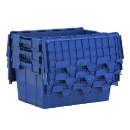 Used stacking box plastic nestable and stackable provided with lid consisting of two parts