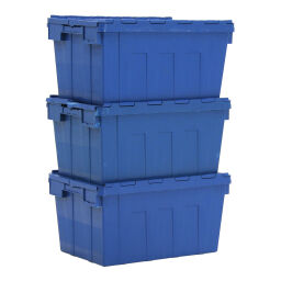 Used stacking box plastic nestable and stackable provided with lid consisting of two parts