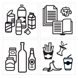 Afvalzakhouder toebehoren set van 3 zelfklevende stickers voor afvalsortering