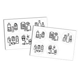 Afvalbak toebehoren set van 2 zelfklevende stickers voor afvalsortering