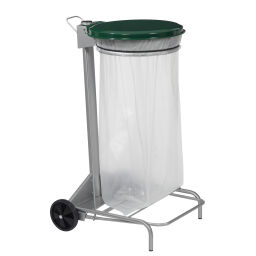 Waste sackholder waste bag holder on wheels, with lid