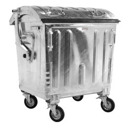 Waste container for din-intake with hinging lid and child protection