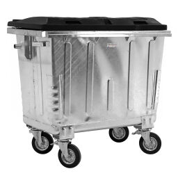 Waste container for din-intake with hinging lid