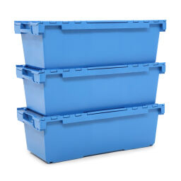 Stacking box plastic nestable and stackable all walls closed