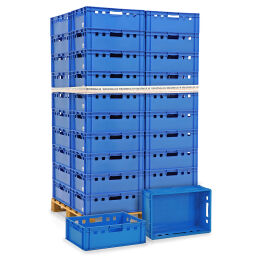 Stacking box plastic pallet tender e2 meat crate with open handles
