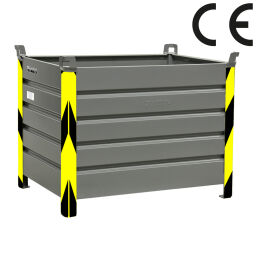 Steel bins fixed construction stacking box 4 sides, with ce certification