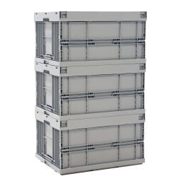 Stacking box plastic stackable and foldable with lid