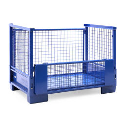 Caisse grillagée pliable gerbable et pliable 1 clapet en 1 côté longue occasion