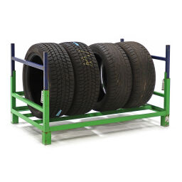 Used tire storage stackable vertical load