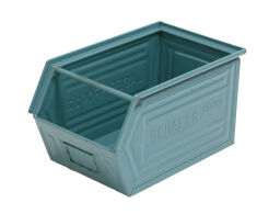 Used storage bin steel stackable grip opening