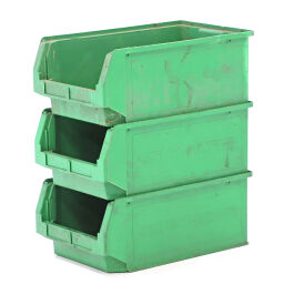 Used storage bin plastic with grip opening stackable