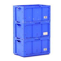 Used stacking box plastic stackable all walls closed + open handles