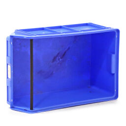 Used storage bin plastic with grip opening stackable