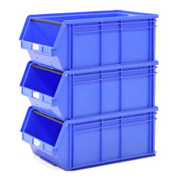 Used storage bin plastic with grip opening stackable