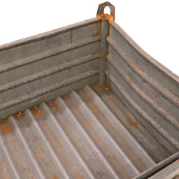 Used steel bins fixed construction stacking box 1 flap at 1 long side