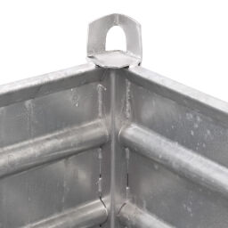 Steel bins fixed construction stacking box 1 flap at 1 long side