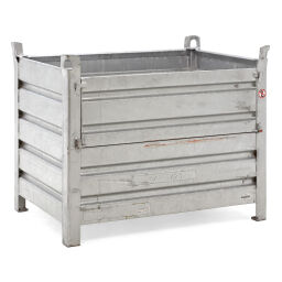 Steel bins fixed construction stacking box 1 flap at 1 long side