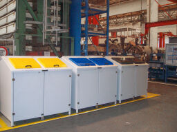 Waste container conversion for 1100 liter waste containers with roof incl. 2 flaps, walls and doors 