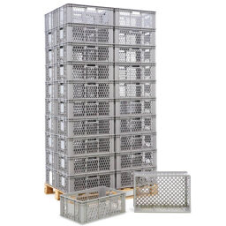 Gebruikte stacking box plastic pallet tender walls + floor perforated