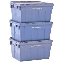 Used stacking box plastic nestable and stackable provided with lid consisting of two parts