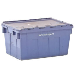 Used stacking box plastic nestable and stackable provided with lid consisting of two parts