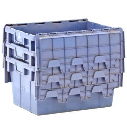 Used stacking box plastic nestable and stackable provided with lid consisting of two parts