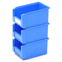 Used storage bin plastic with grip opening stackable