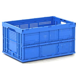 Stacking box plastic stackable and foldable walls perforated / floor closed