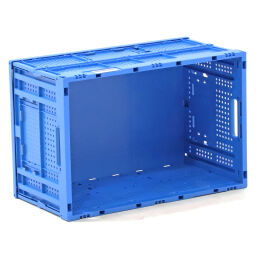 Stacking box plastic stackable and foldable walls perforated / floor closed