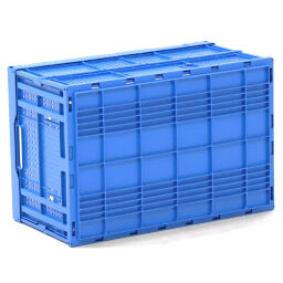 Stacking box plastic stackable and foldable walls perforated / floor closed