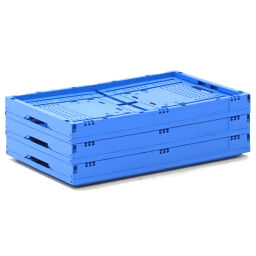 Stacking box plastic stackable and foldable walls perforated / floor closed