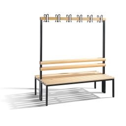 Warehouse cabinets cloakroom bench with coat rack, double-sided