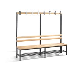 Warehouse cabinets cloakroom bench with coat rack and shoe rack, one-sided 