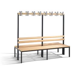 Warehouse cabinets cloakroom bench with coat rack, double-sided