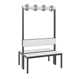 Warehouse cabinets cloakroom bench with coat rack, double-sided