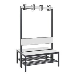 Warehouse cabinets cloakroom bench with coat rack and shoe rack, double-sided 