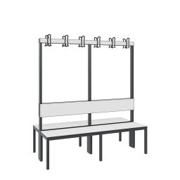 Warehouse cabinets cloakroom bench with coat rack, double-sided