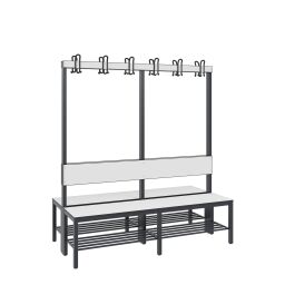 Warehouse cabinets cloakroom bench with coat rack and shoe rack, double-sided 