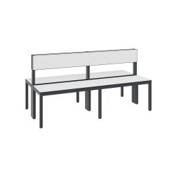 Warehouse cabinets cloakroom bench with backrest, double-sided