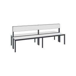 Warehouse cabinets cloakroom bench with backrest, double-sided