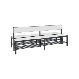 Warehouse cabinets cloakroom bench with backrest and shoe rack, double-sided 