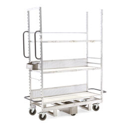 Used order picking trolley with 3 shelves