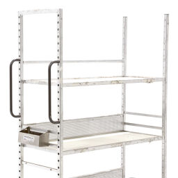 Used order picking trolley with 3 shelves